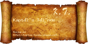 Kaptás Tünde névjegykártya